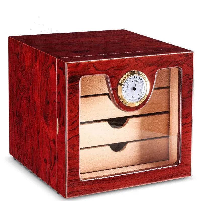 Lacquer Luxury Transparent Cedar Wood Cigar Humidors Box - EX-STOCK CANADA