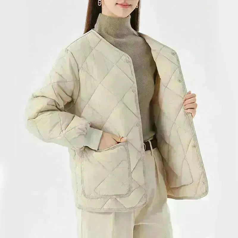Quilted Padded Coat Winter Jacket With Pockets Lightweight Outerwear For Women's Clothing