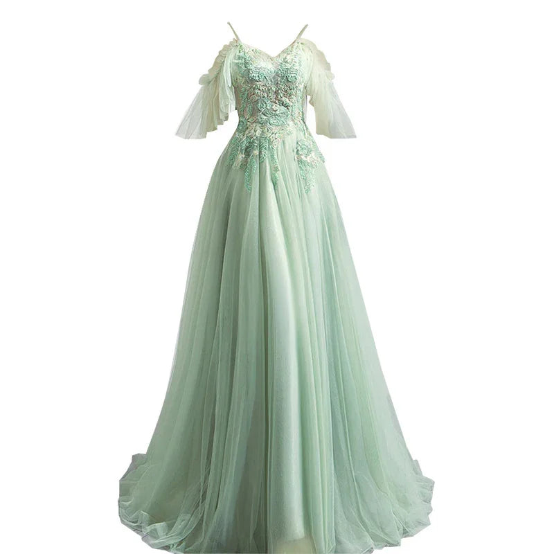 Off-the-shoulder Mint Green Bridal Wedding Dinner Annual Party Dress EX-STOCK Canada
