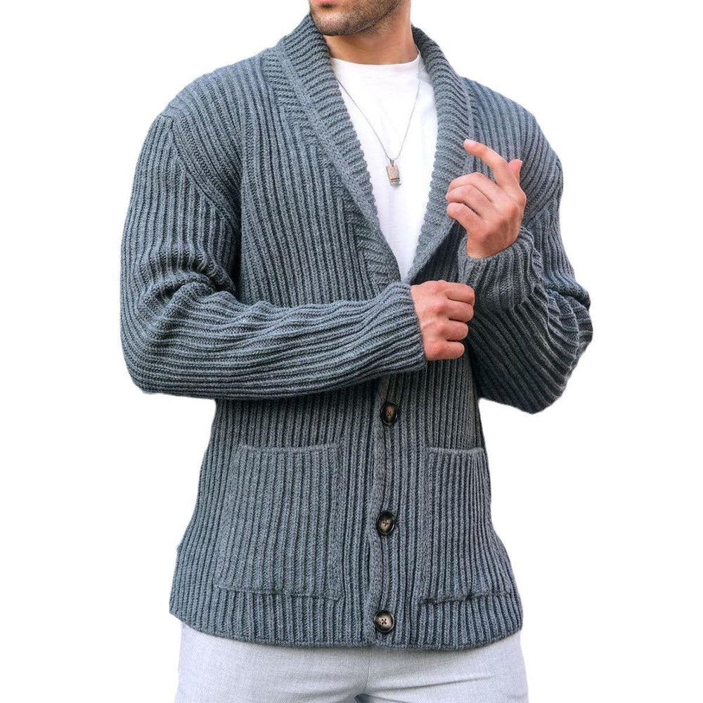Suéter de cuello con solapa de manga larga de un solo pecho Ropa de hombreEX-STOCK Canada
