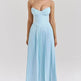Luxury Blue Strapless Slimming Pleated Long Dress Elegant Tube Dress for Wedding Cocktail Evening Party Events. - EX-STOCK Canada