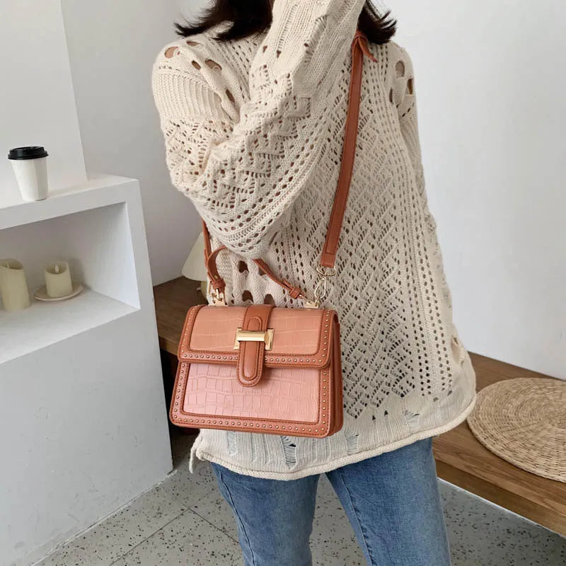 Women Fashion Rivet Leather crossbody Bag for Women Flap Handbag - EX-STOCK CANADA