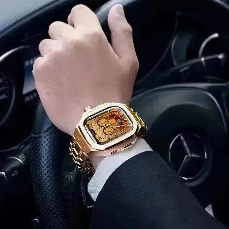 Coupe de verrouillage de montre modifiée en métal de haut niveau intégré Couverture de cas de protection en acier inoxydable