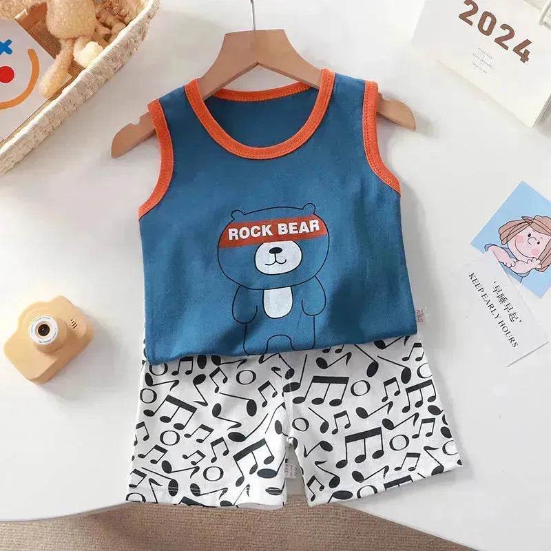 New Vest Suit Cotton Sleeveless Boy Summer Clothing Vest Two-piece Set for boys - EX-STOCK Canada