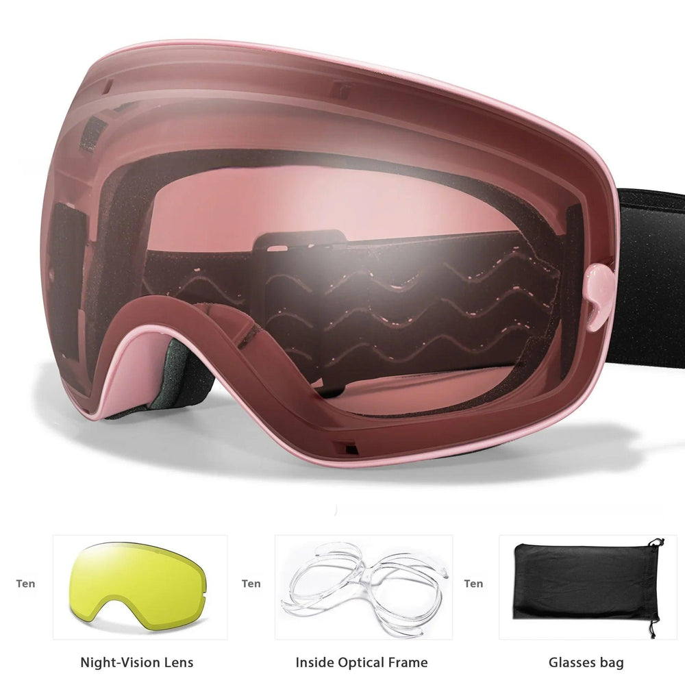 Lunettes anti-buée pour hommes et femmes, carte myopie, revêtement, protection oculaire sphérique large, équipements de ski et d'alpinismeEX-STOCK Canada