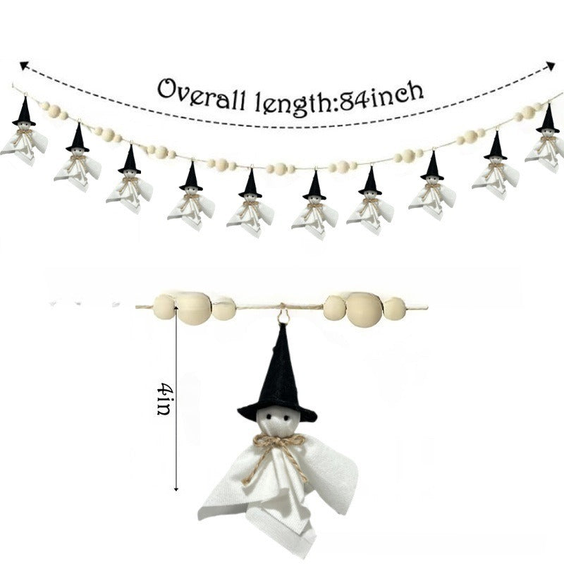 Halloween hanging decoration with ghost pumpkin and wooden bead pendant styles – product view 5