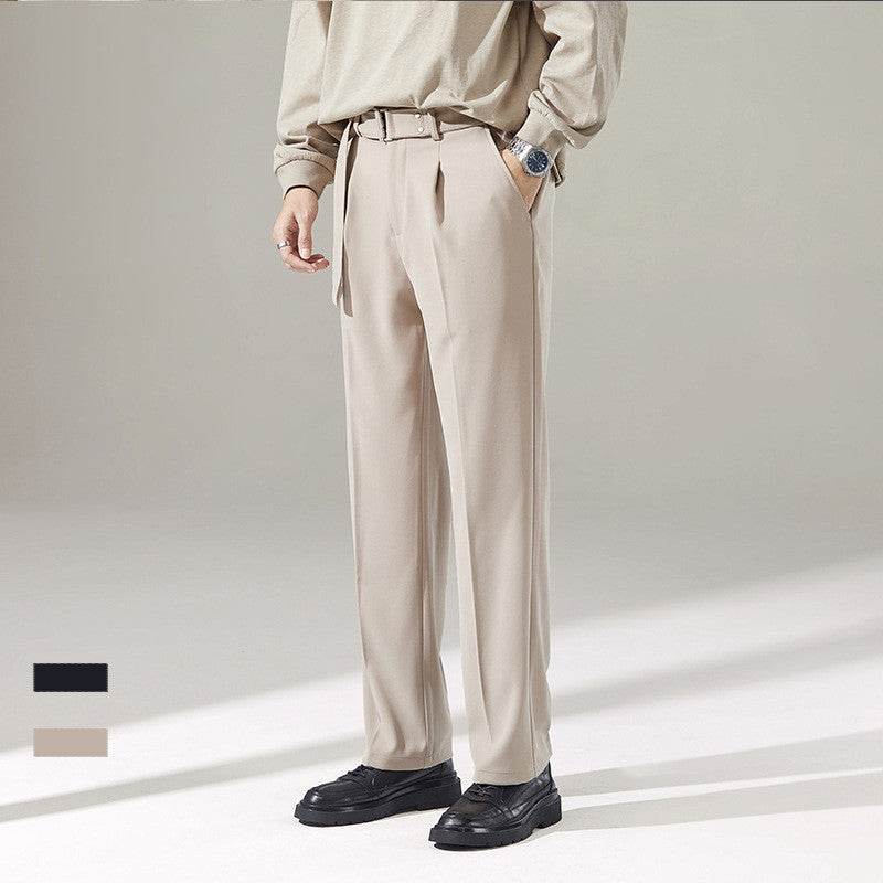 Detachable Belt Draping Wide-leg Suit Chinos Trouser For Men - EX-STOCK Canada