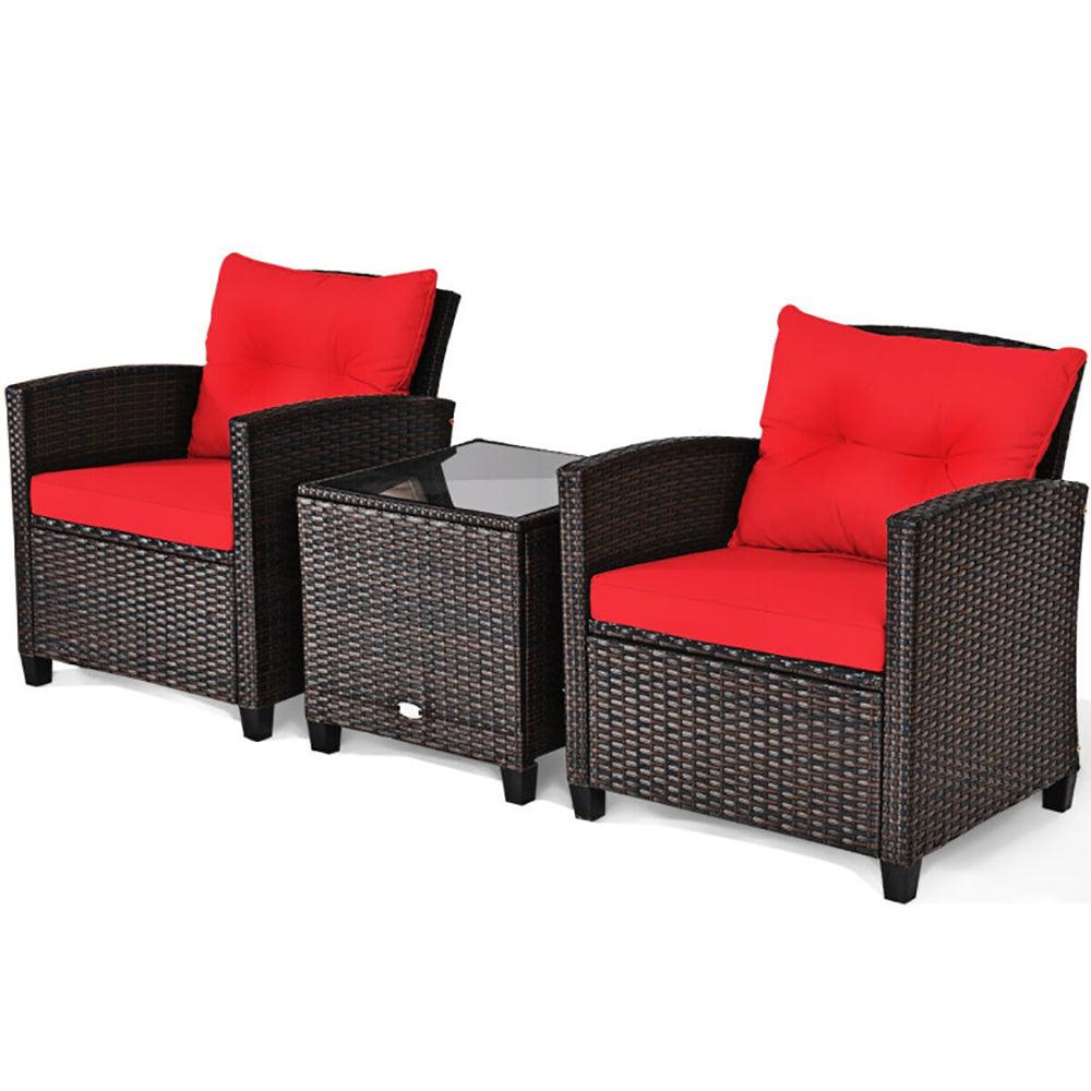 Set di Mobili da Patio in Rattan a 3 Pezzi con Cuscino LavabileEX-STOCK Canada