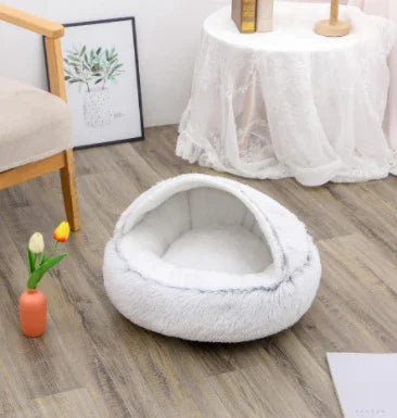 Cama para Perros y Gatos 2 en 1 Cama de Invierno para Mascotas Redonda de Felpa Cálida Suave Cama de Felpa Larga para Mascotas Productos para MascotasEX-STOCK Canada