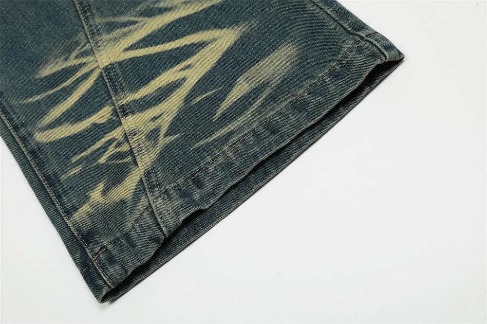 Washing Indentation Denim Bootcut Jeans Pants Men - EX-STOCK Canada