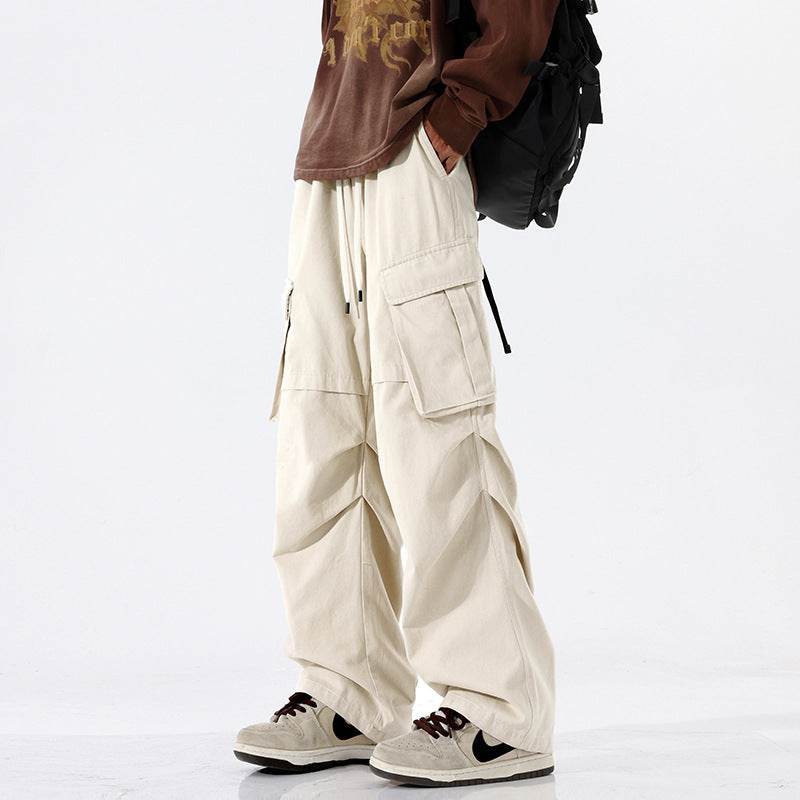 Overalls Men's Retro Trendy Pleated Straight-leg Baggy Cargo Pant Trousers Casual - EX-STOCK Canada