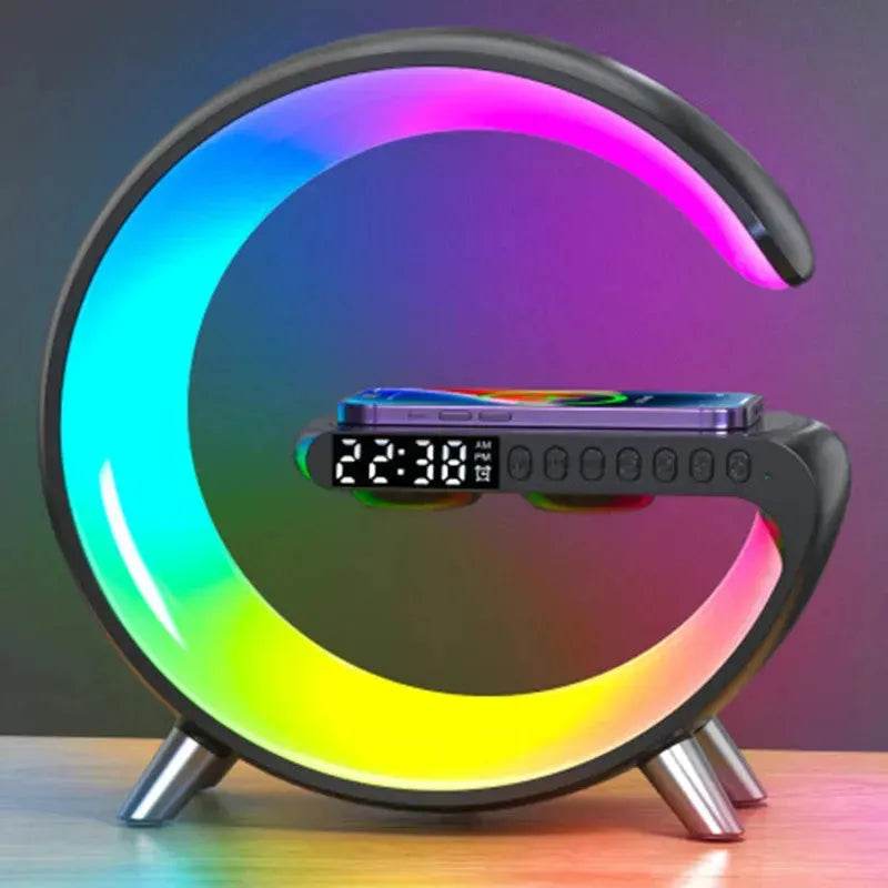 G shaped Wireless Phone Charging Night LED Lamp Bluetooth Speaker - EX-STOCK Canada