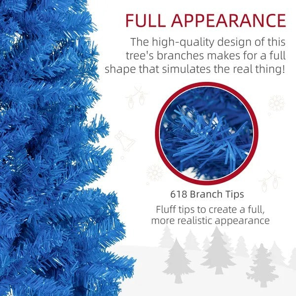 6FT Pencil Christmas Tree, Artificial Christmas Tree With Automatic Open For Home Party, Blue EX-STOCK Canada