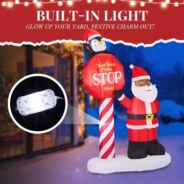 8.2FT Lighted Christmas Inflatable Decoration, Inflatable Black Santa & Road Sign, Funny Blow Up Yard Decorations With Built-in LED Lights For Holiday Party Front Yard Lawn Garden Decor EX-STOCK Canada
