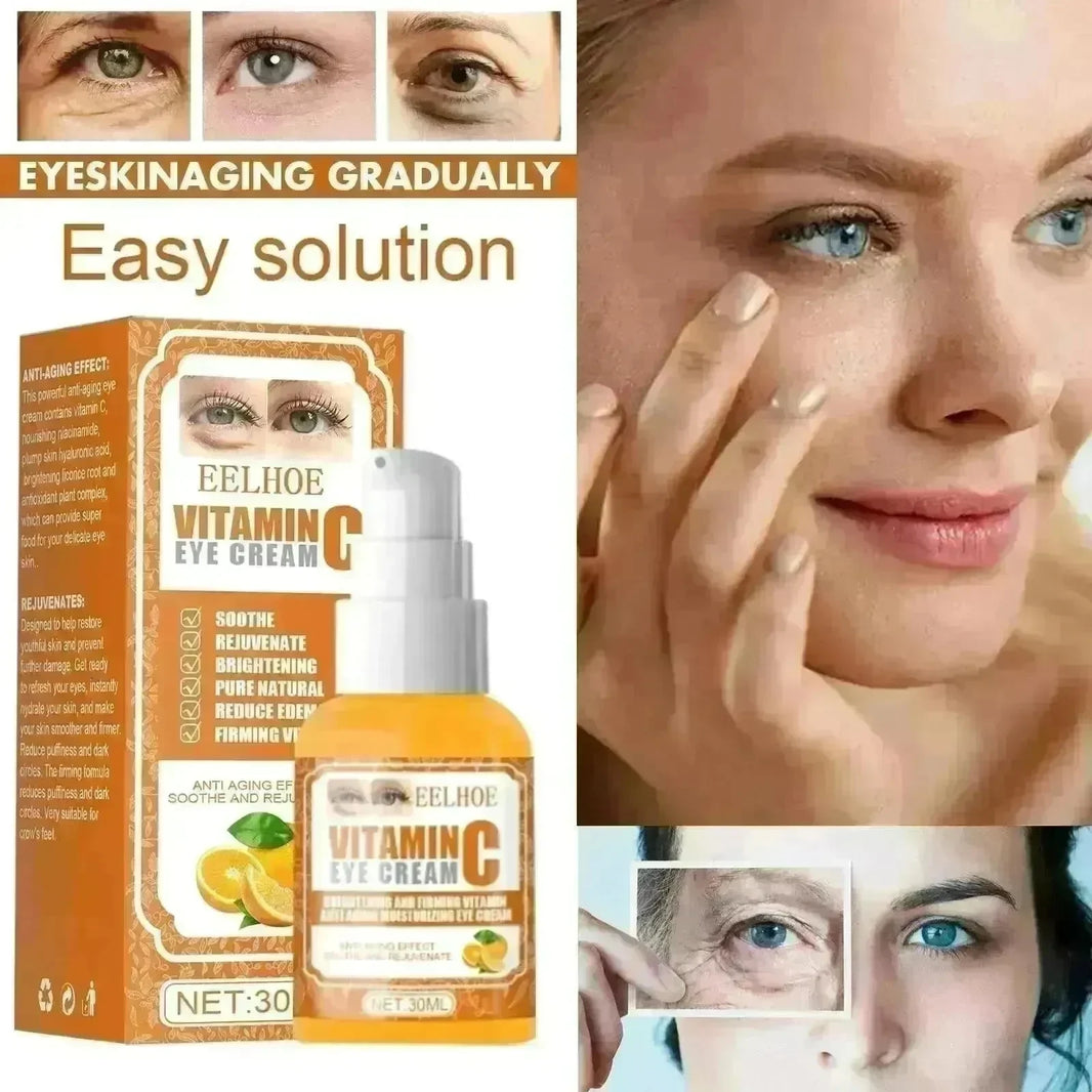 EELHOE Vitamin C Eye Cream Brightens Dark Circles Soothes Rejuvenates Anti-Aging Removes Eye Wrinkles - EX-STOCK CANADA