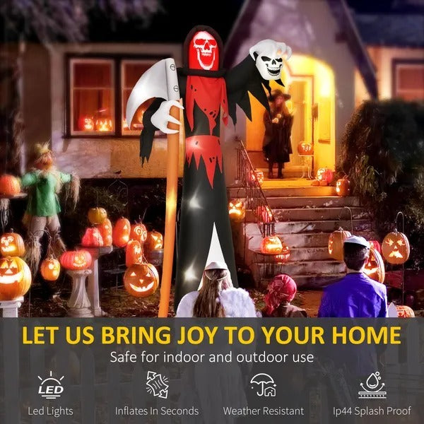12 FT Halloween Inflatable Grim Reaper, Blow Up Garden Decor With Built-in Lights For Halloween Party Indoor, Outdoor EX-STOCK Canada