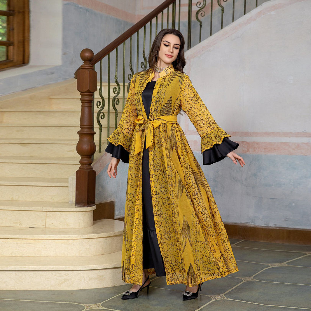 Middle East Muslim Evening Ruffle Sleeve Two-piece Suit Dress - EX-STOCK Canada