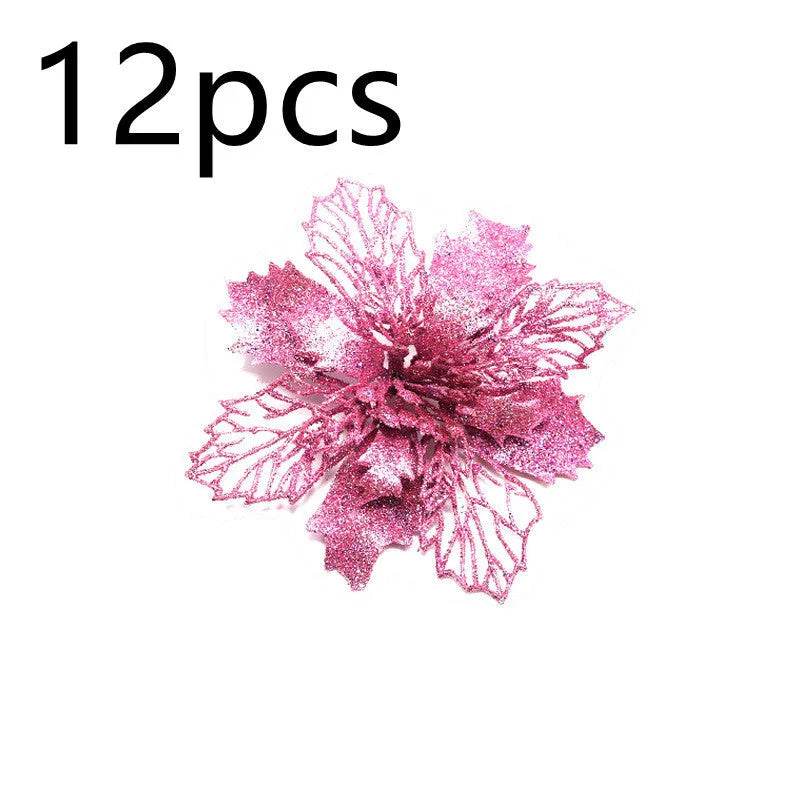 Glitter Artifical Christmas Flowers Christmas Tree Decorations For Home Fake Flowers Xmas Ornaments New Year Decor - EX-STOCK Canada