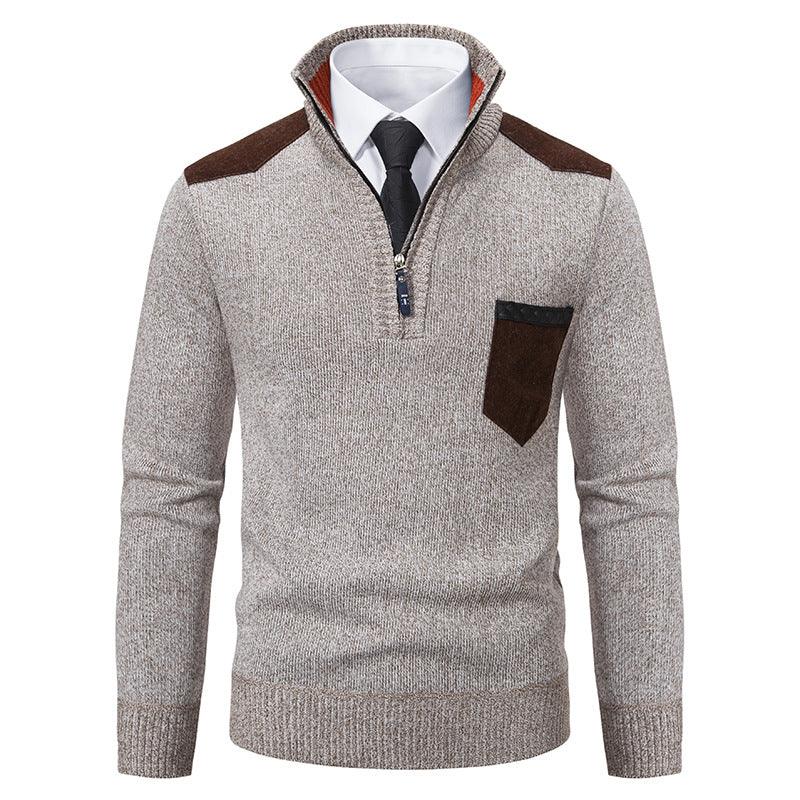 Suéter de hombre tipo pulóver, camisetas polo gruesas, media cremallera coreana, blusa para frío, cuello alto, otoño e invierno, ropa exterior de lujoEX-STOCK Canada