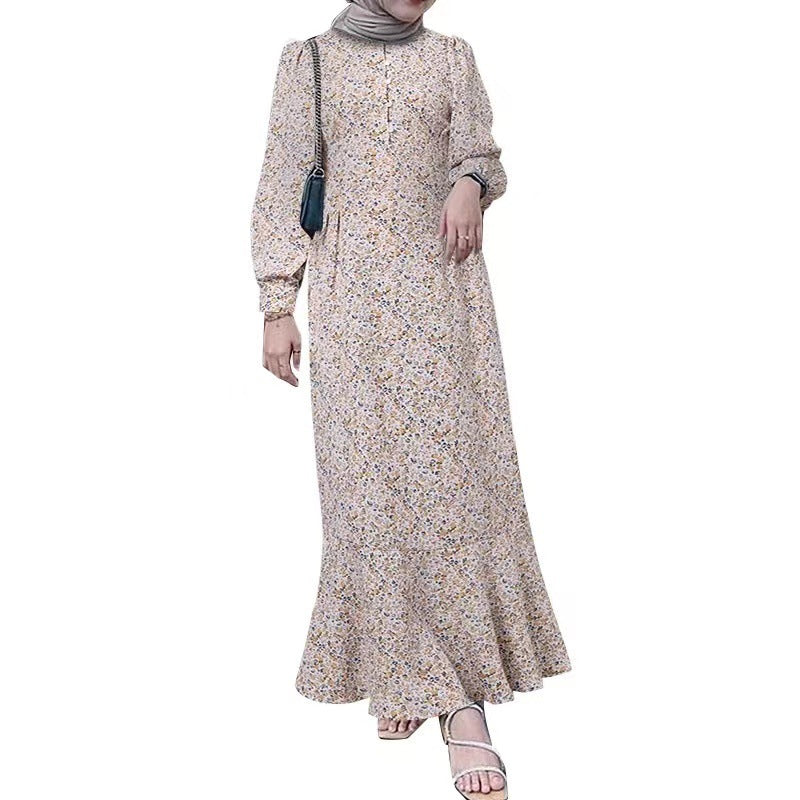 Vêtement musulman style bohème robe courte à petites fleurs - EX-STOCK Canada