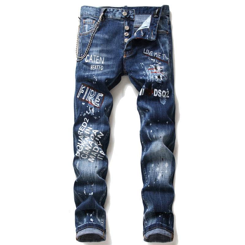 men jeans famous D2 Men slim jeans pants mens denim trousers zipper blue hole Pencil Pants - EX-STOCK Canada