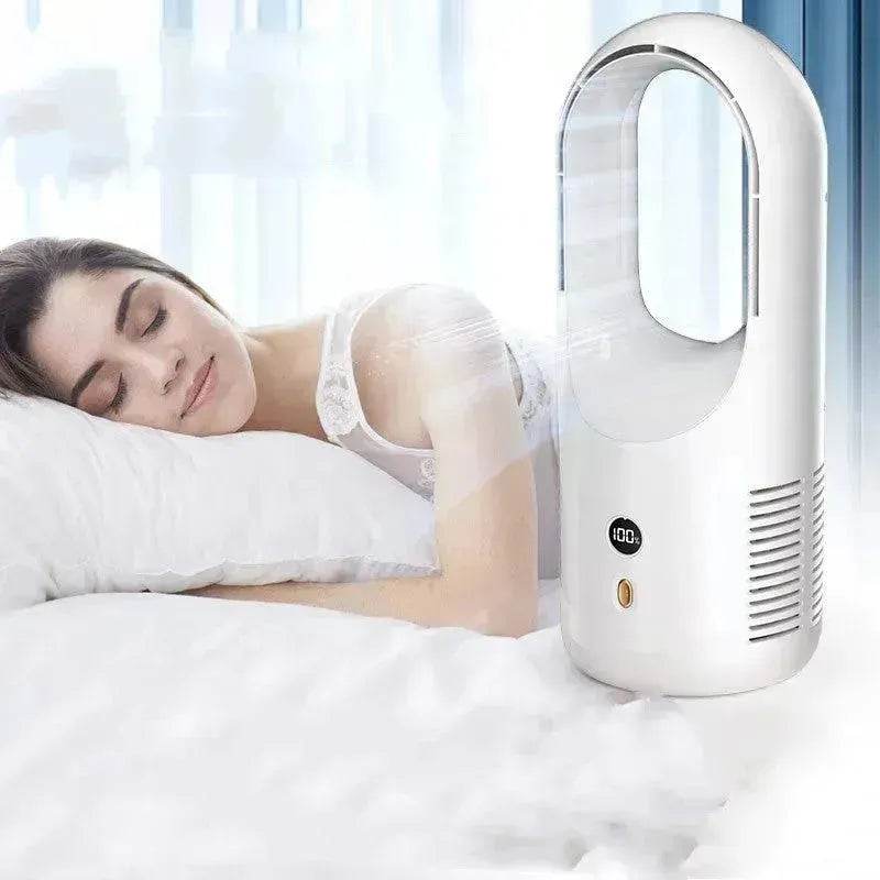 Electric Bladeless Fan Cooler Desktop Portable Usb Rechargable Air Cooling Fan Wireless Led Display Silent 360 Circulation - EX-STOCK Canada
