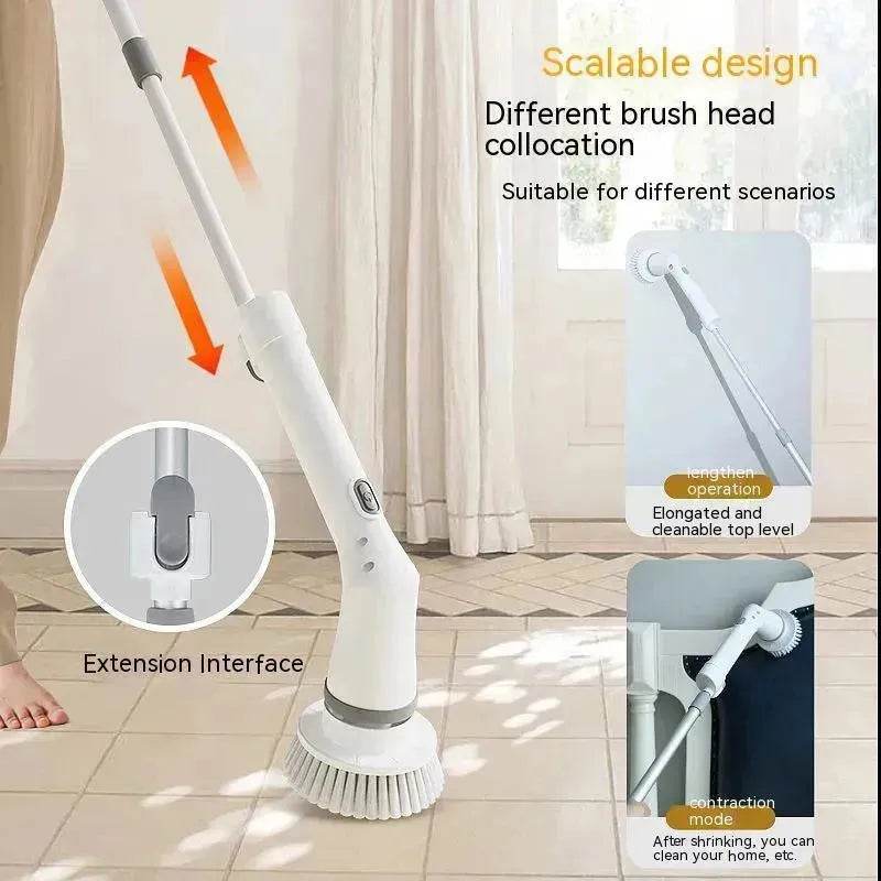 Electric Scrubber Cleaning Wall Long Hadle Elbow Telescopic Multifunction Cleaning Brush - EX-STOCK Canada