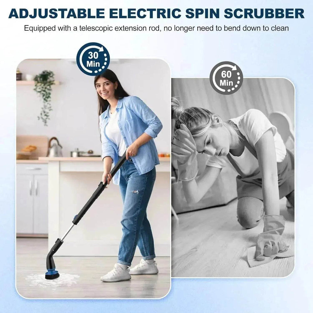Electric Spin Scrubber, Cordless Cleaning Brush With 4 Replaceable Brush Heads And Adjustable Handle for Bathroom, Kitchen, Tub, Tile, Floor - EX-STOCK Canada