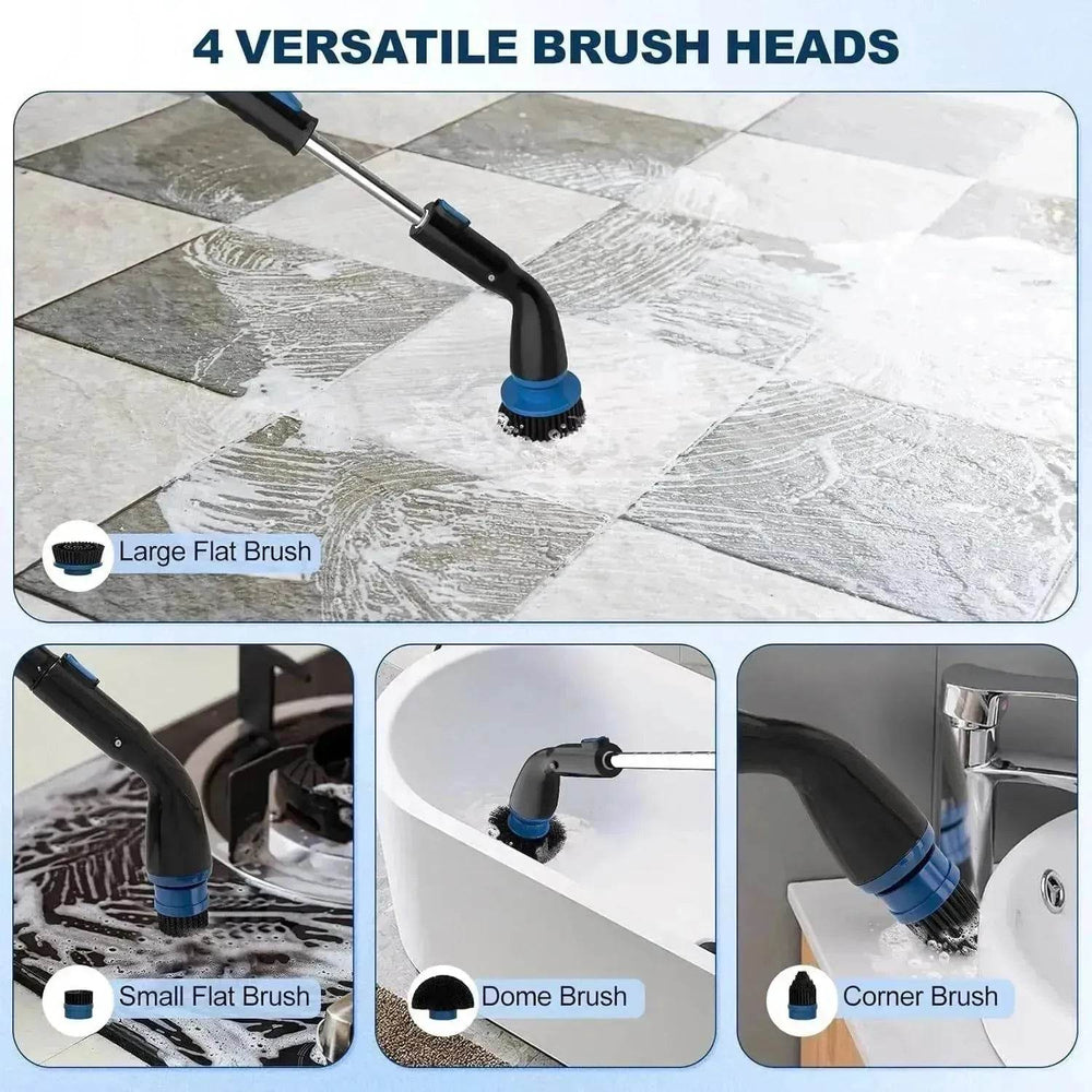 Electric Spin Scrubber, Cordless Cleaning Brush With 4 Replaceable Brush Heads And Adjustable Handle for Bathroom, Kitchen, Tub, Tile, Floor - EX-STOCK Canada