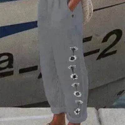 Elegant Cotton And Linen Floral Print Casual Jumpsuit - EX-STOCK Canada