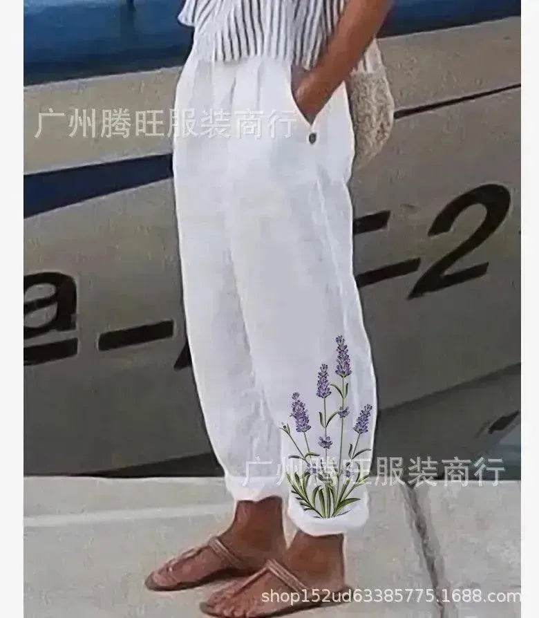 Elegant Cotton And Linen Floral Print Casual Jumpsuit - EX-STOCK Canada