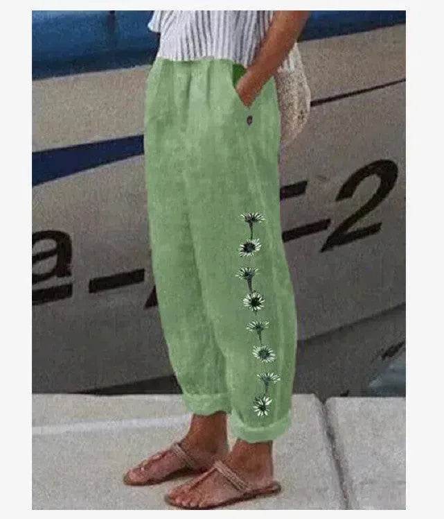 Elegant Cotton And Linen Floral Print Casual Jumpsuit - EX-STOCK Canada