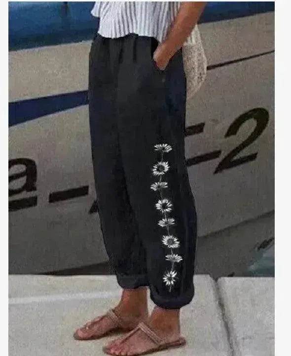 Elegant Cotton And Linen Floral Print Casual Jumpsuit - EX-STOCK Canada