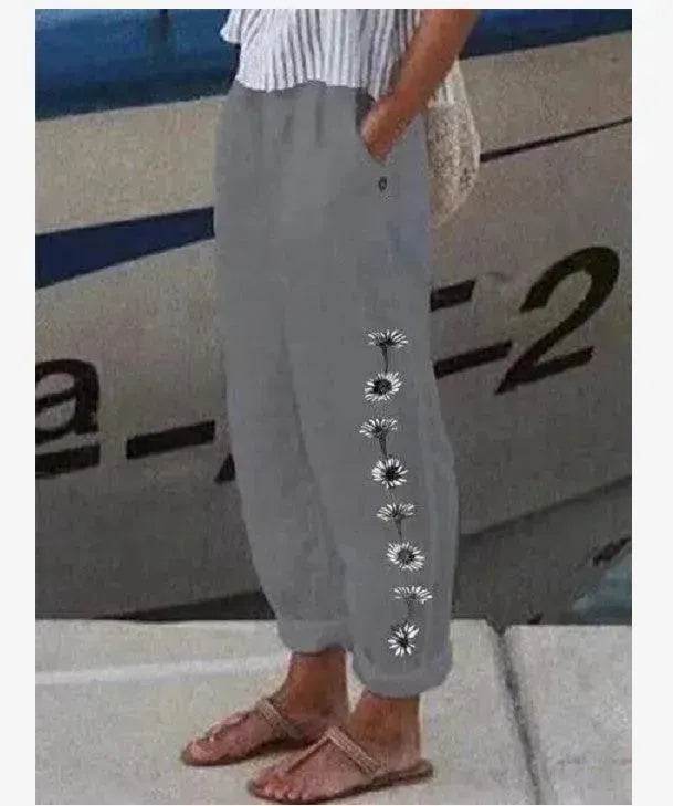 Elegant Cotton And Linen Floral Print Casual Jumpsuit - EX-STOCK Canada