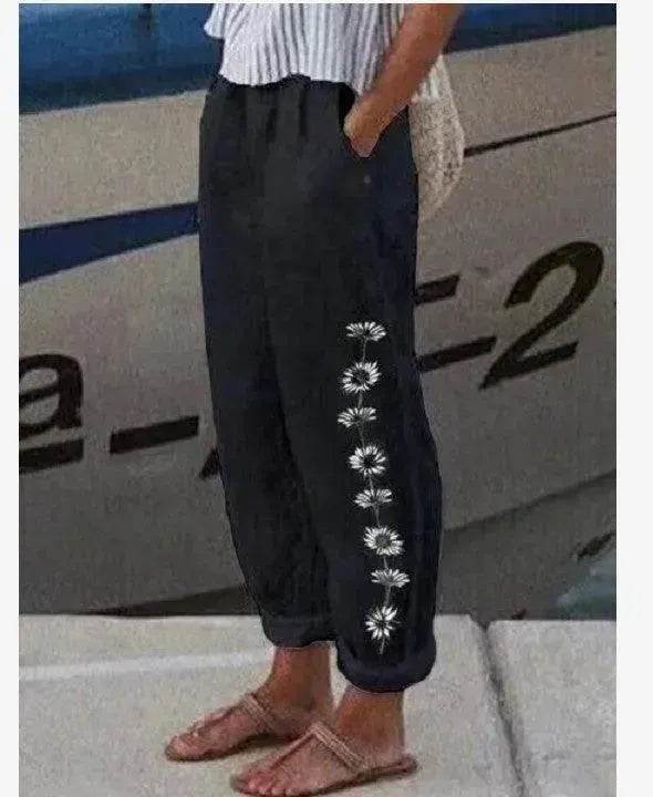 Elegant Cotton And Linen Floral Print Casual Jumpsuit - EX-STOCK Canada