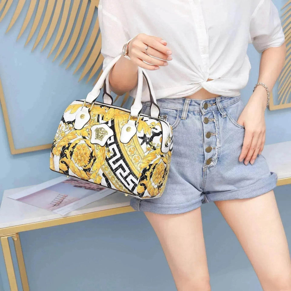 Elegant Explosive Style Ladies Boston Printed PU Leather Vintage Women Handbag - EX-STOCK Canada