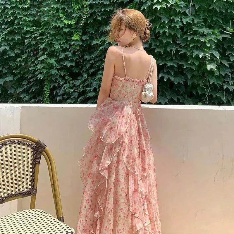 Elegant Floral Flare Sleeveless Long Maxi Dress Casual Outdoor Summer Dress for Women - EX-STOCK Canada