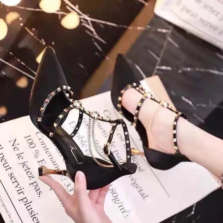 Elegant Pointy Luxury Fairy High Heel Stiletto Shoe Wedding Shoe Party Shoe One-Line strap Buckle Sandal Shoe - EX-STOCK Canada