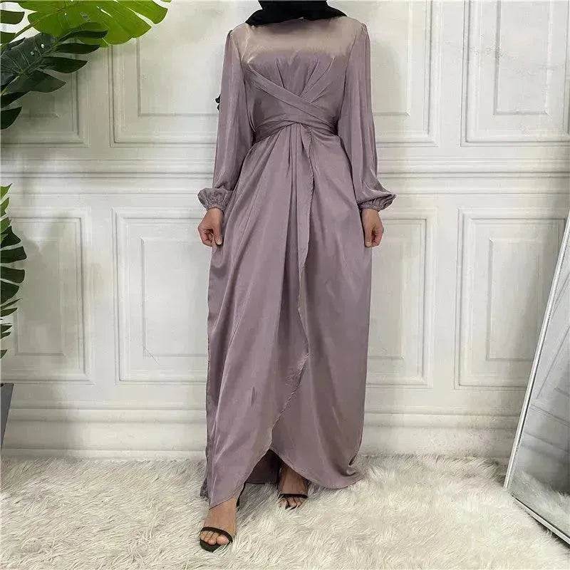 Elegant Solid Color Abaya Dress Robe for Arab Dubai Turkey Middle East Women. - EX-STOCK Canada