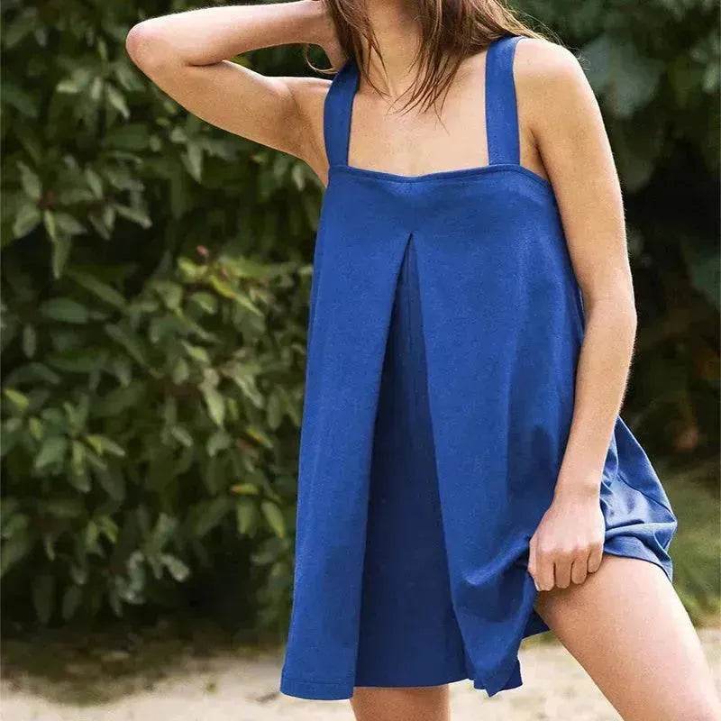 Elegant Solid Color Wide Leg Short Sleeveless Women Jumpsuit Fashionable Short Skirt Casual Jumpsuit for Women - EX-STOCK Canada