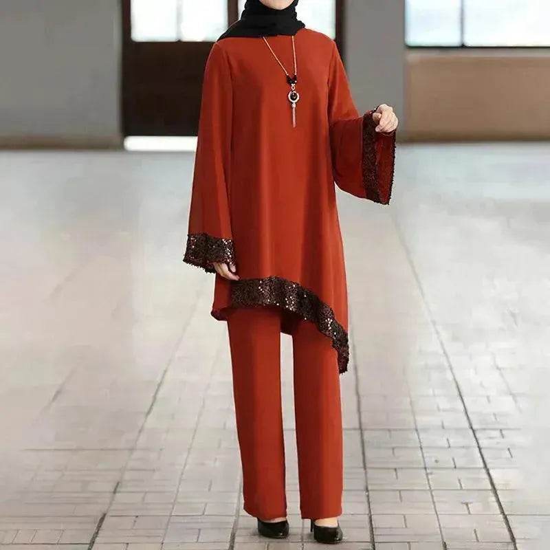 Elegant Two piece Dress Suit for Classy Arab Dubai Turkey Middle East Women Outfit set - EX-STOCK Canada
