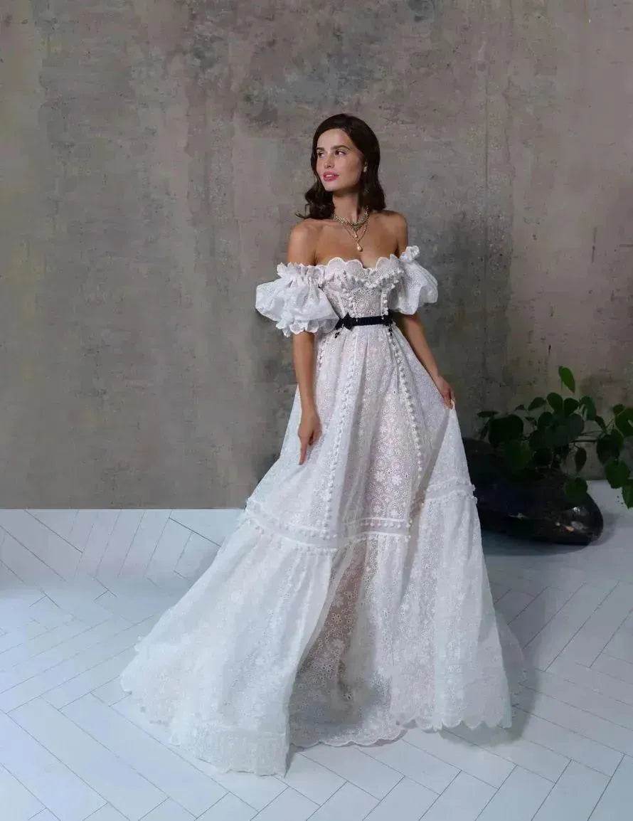 Elegant Women Lace Tube Top Swing Backless Charming White Dress for Party Dinner - EX-STOCK Canada