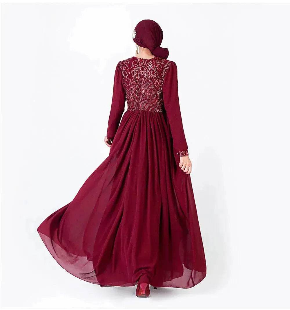 Embroidered Arab Lace Long Sleeve Dress - EX-STOCK Canada