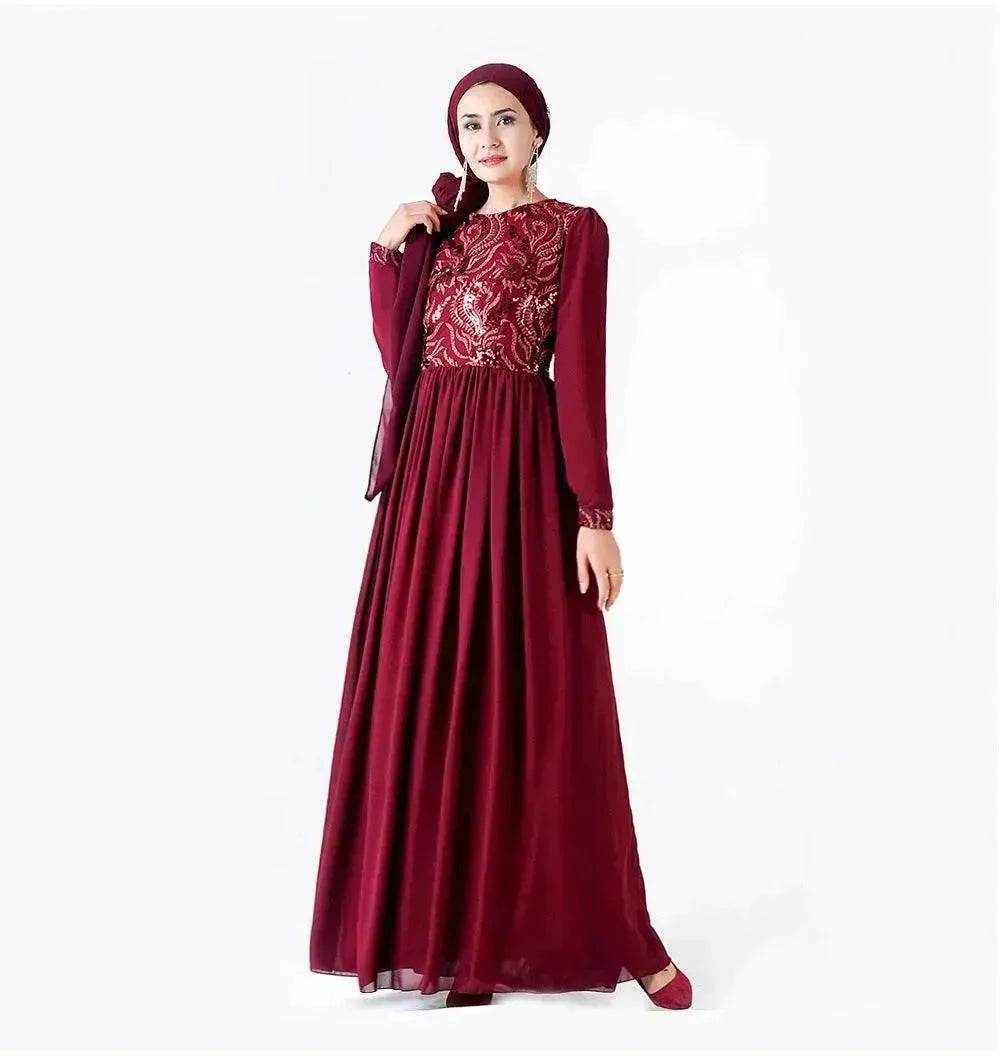 Embroidered Arab Lace Long Sleeve Dress - EX-STOCK Canada