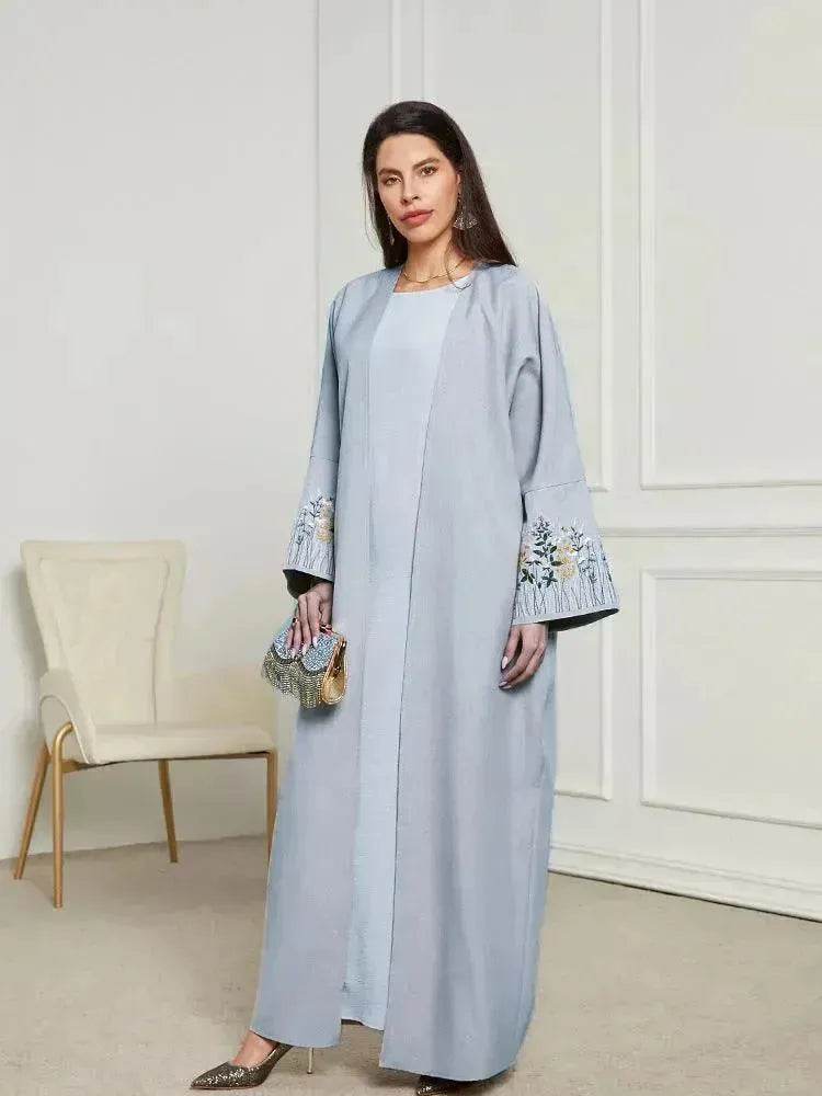 Embroidered Cardigan Abaya Dress Robe for Arab Dubai Turkey Middle East Women - EX-STOCK Canada