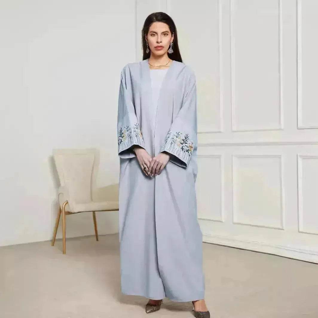 Embroidered Cardigan Abaya Dress Robe for Arab Dubai Turkey Middle East Women - EX-STOCK Canada