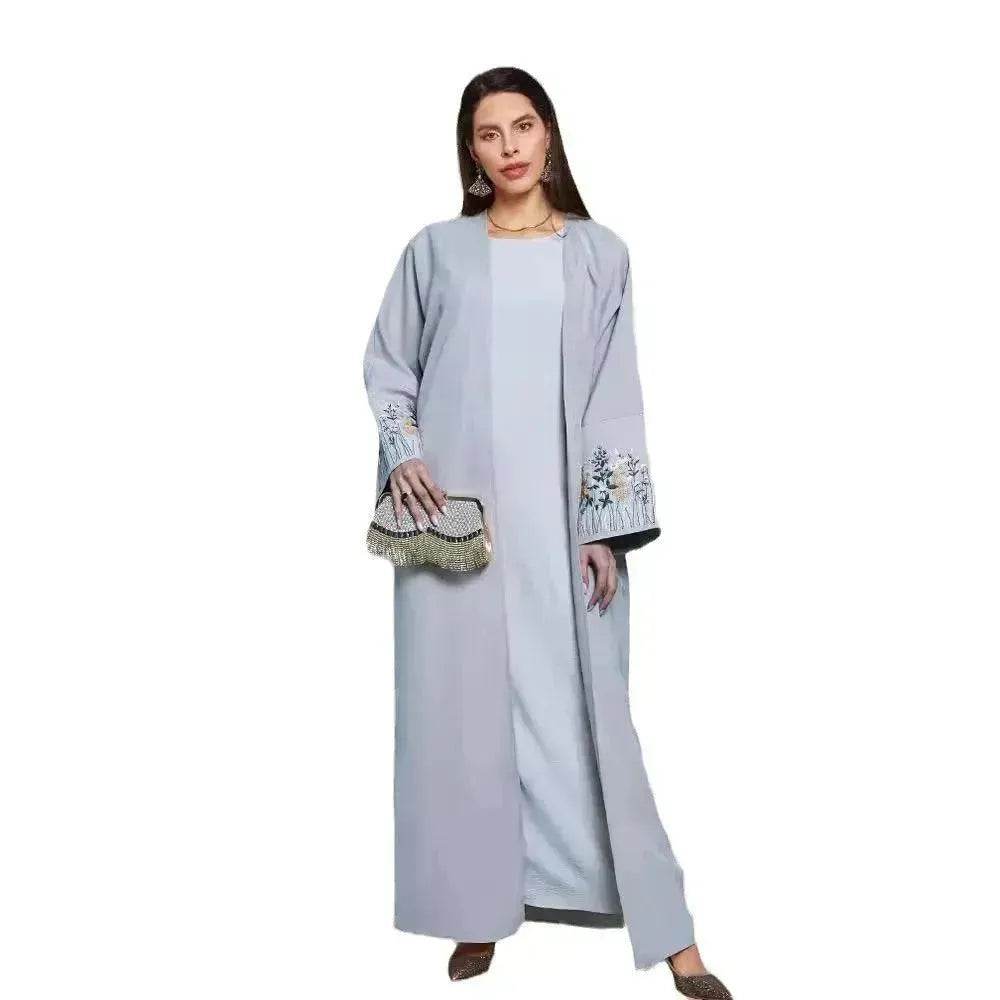 Embroidered Cardigan Abaya Dress Robe for Arab Dubai Turkey Middle East Women - EX-STOCK Canada