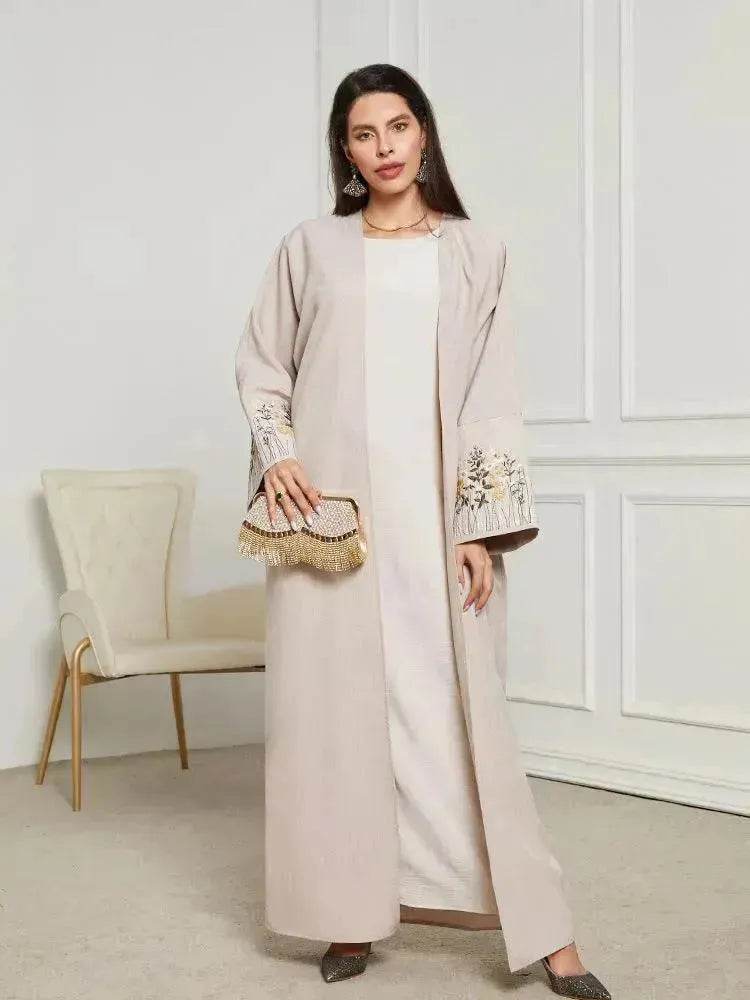 Embroidered Cardigan Abaya Dress Robe for Arab Dubai Turkey Middle East Women - EX-STOCK Canada