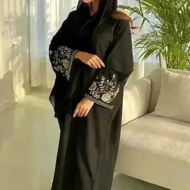 Embroidered Sleeve Loose Cardigan Abaya Dress Robe for Arab Dubai Turkey Middle East Women - EX-STOCK CANADA