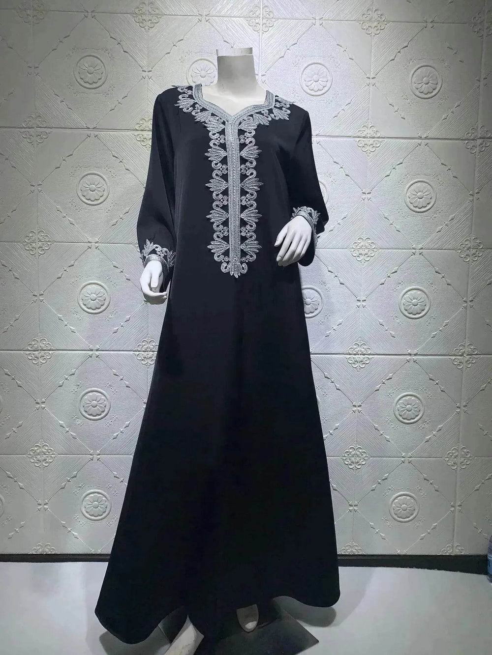 Embroidery Bronzing Lace Jalabiya Abaya Dress for Arab Dubai Turkey Middle Eastern Women - EX-STOCK Canada
